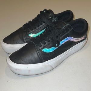 Vans leather platform with iridescent stripe size 8.5